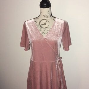 PINK THREAD VELOUR WRAP AROUND DRESS